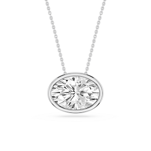 Oval Lab Grown Diamond East West Solitaire Pendant - 18 Inches