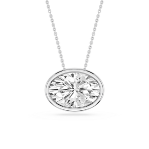Oval Lab Grown Diamond East West Solitaire Pendant - 18 Inches