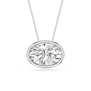 Oval Lab Grown Diamond East West Solitaire Pendant - 18 Inches