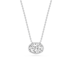 Oval Lab Grown Diamond East West Solitaire Pendant - 18 Inches