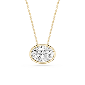 Oval Lab Grown Diamond East West Solitaire Pendant - 18 Inches