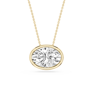 Oval Lab Grown Diamond East West Solitaire Pendant - 18 Inches