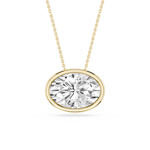 Oval Lab Grown Diamond East West Solitaire Pendant - 18 Inches