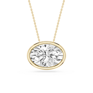 Oval Lab Grown Diamond East West Solitaire Pendant - 18 Inches