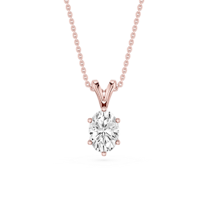 Oval Lab Grown Diamond Six Prong Double Bail Solitaire Pendant  - 16 to 18 Inches
