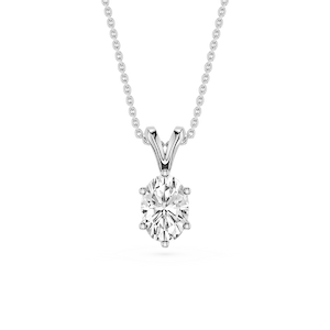 Oval Lab Grown Diamond Six Prong Double Bail Solitaire Pendant  - 16 to 18 Inches