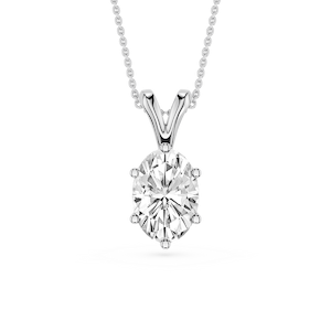 Oval Lab Grown Diamond Six Prong Double Bail Solitaire Pendant  - 16 to 18 Inches