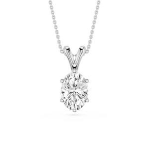 Oval Lab Grown Diamond Six Prong Double Bail Solitaire Pendant  - 16 to 18 Inches