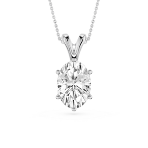 Oval Lab Grown Diamond Six Prong Double Bail Solitaire Pendant  - 16 to 18 Inches