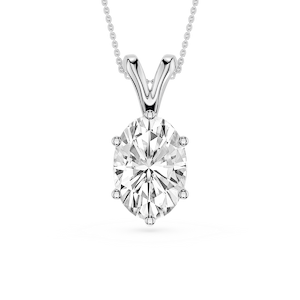 Oval Lab Grown Diamond Six Prong Double Bail Solitaire Pendant  - 16 to 18 Inches