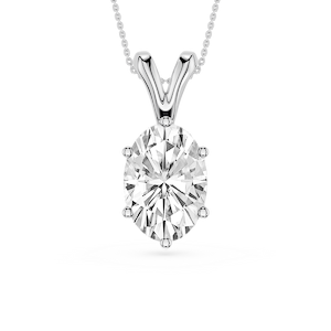 Oval Lab Grown Diamond Six Prong Double Bail Solitaire Pendant  - 16 to 18 Inches