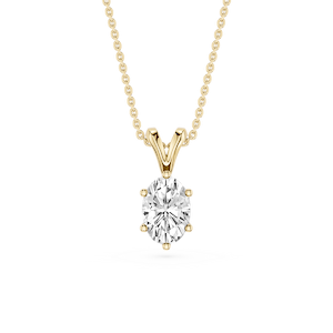 Oval Lab Grown Diamond Six Prong Double Bail Solitaire Pendant  - 16 to 18 Inches