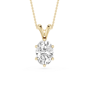 Oval Lab Grown Diamond Six Prong Double Bail Solitaire Pendant  - 16 to 18 Inches