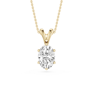 Oval Lab Grown Diamond Six Prong Double Bail Solitaire Pendant  - 16 to 18 Inches