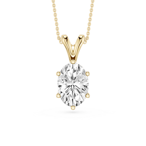 Oval Lab Grown Diamond Six Prong Double Bail Solitaire Pendant  - 16 to 18 Inches