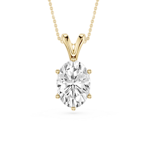Oval Lab Grown Diamond Six Prong Double Bail Solitaire Pendant  - 16 to 18 Inches
