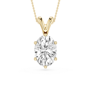 Oval Lab Grown Diamond Six Prong Double Bail Solitaire Pendant  - 16 to 18 Inches