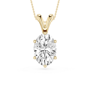 Oval Lab Grown Diamond Six Prong Double Bail Solitaire Pendant  - 16 to 18 Inches