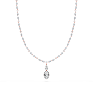 26 ¾ ctw Oval Lab Grown Diamond Two Stone Drop Necklace - 16 Inches- Signature Collection