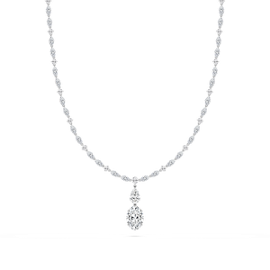 26 ¾ ctw Oval Lab Grown Diamond Two Stone Drop Necklace - 16 Inches- Signature Collection