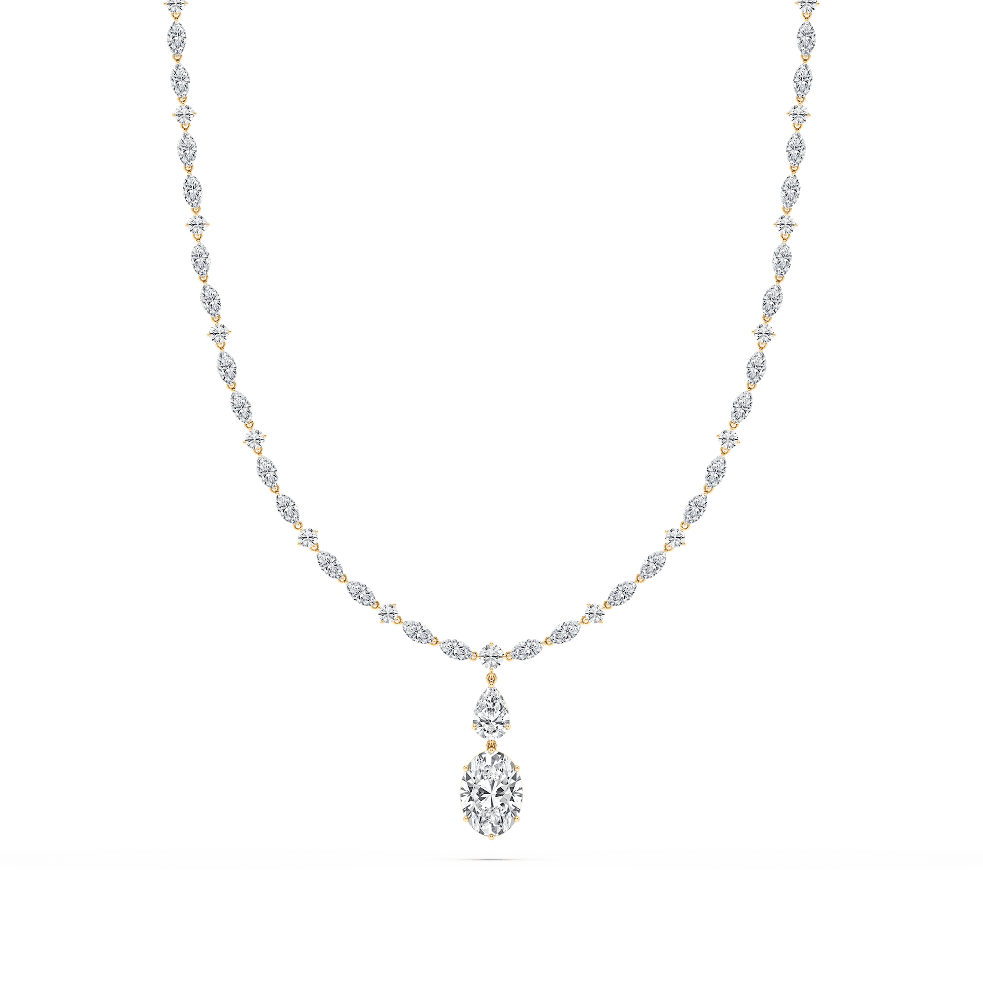 26 ¾ ctw Oval Lab Grown Diamond Two Stone Drop Necklace - 16 Inches- Signature Collection