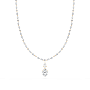 26 ¾ ctw Oval Lab Grown Diamond Two Stone Drop Necklace - 16 Inches- Signature Collection