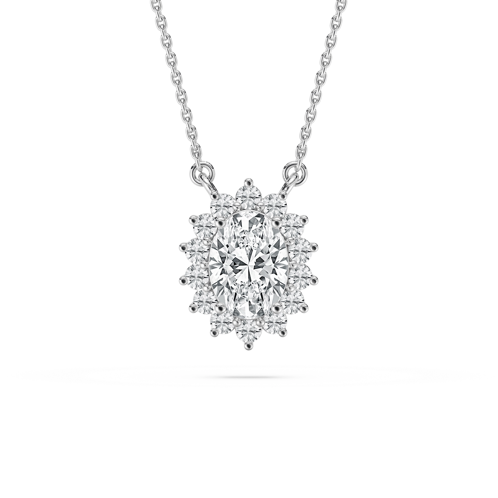 Oval Star Halo Necklace in Rose Gold