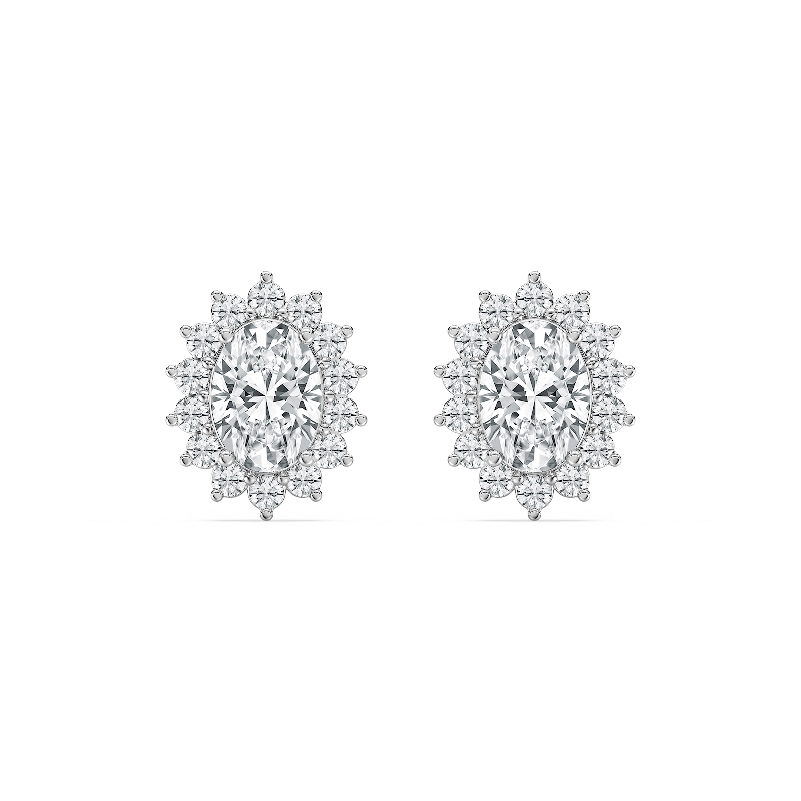 Oval Star Halo Stud Earrings in Rose Gold