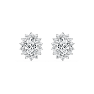 1 ³⁄₈ ctw Oval and Round Lab Grown Diamond Halo Stud Earrings