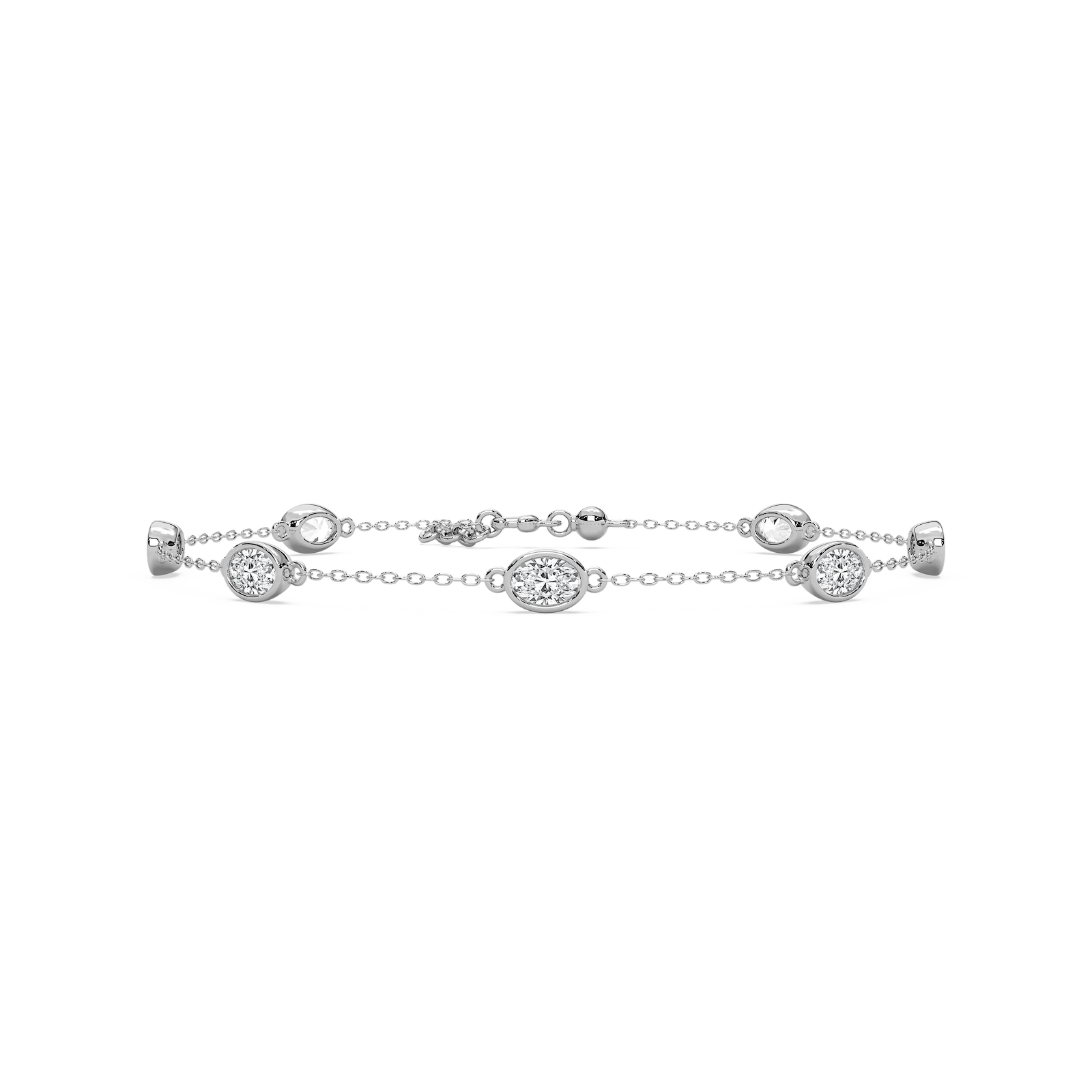 1 ³⁄₄ ctw Oval Lab Grown Diamond Station Chain Bracelet  - 7 Inches