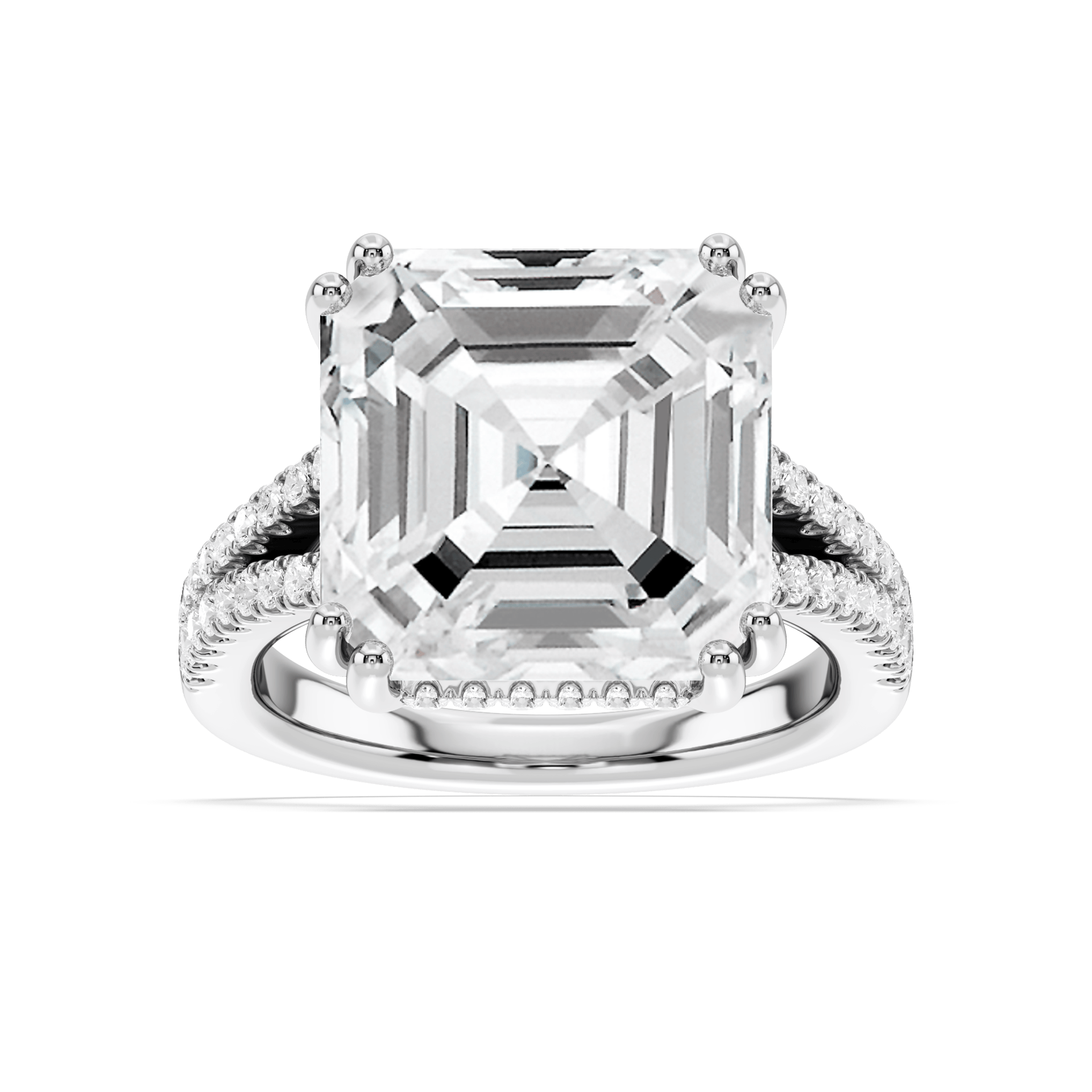 Paisley 15 ctw Asscher Lab Grown Diamond Split Shank Hidden Halo Engagement Ring - Signature Collection