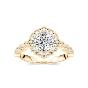 Paris Lab Grown Diamond Vintage Milgrain Halo Engagement Ring