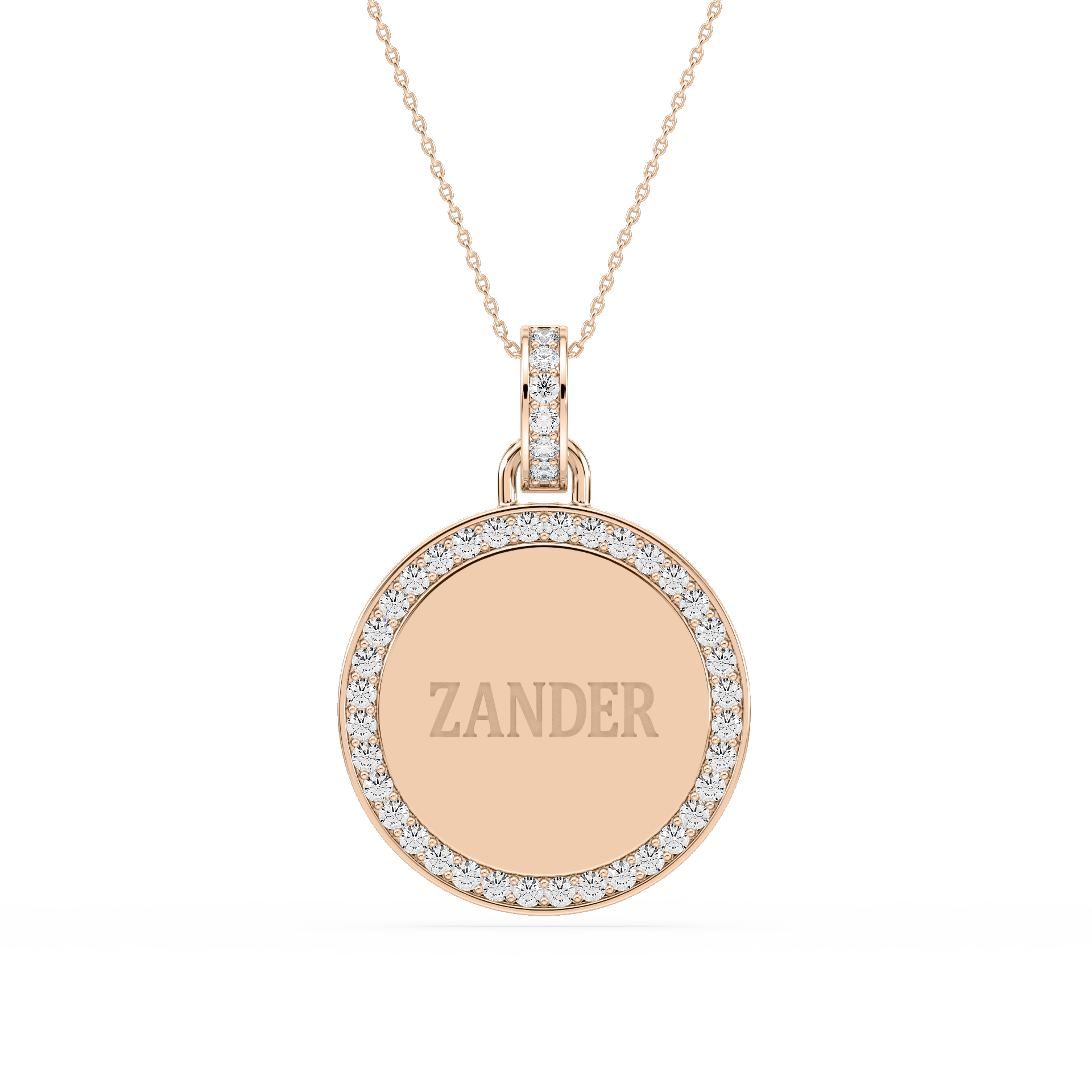 Pavé Diamond Engraveable Disc Pendant