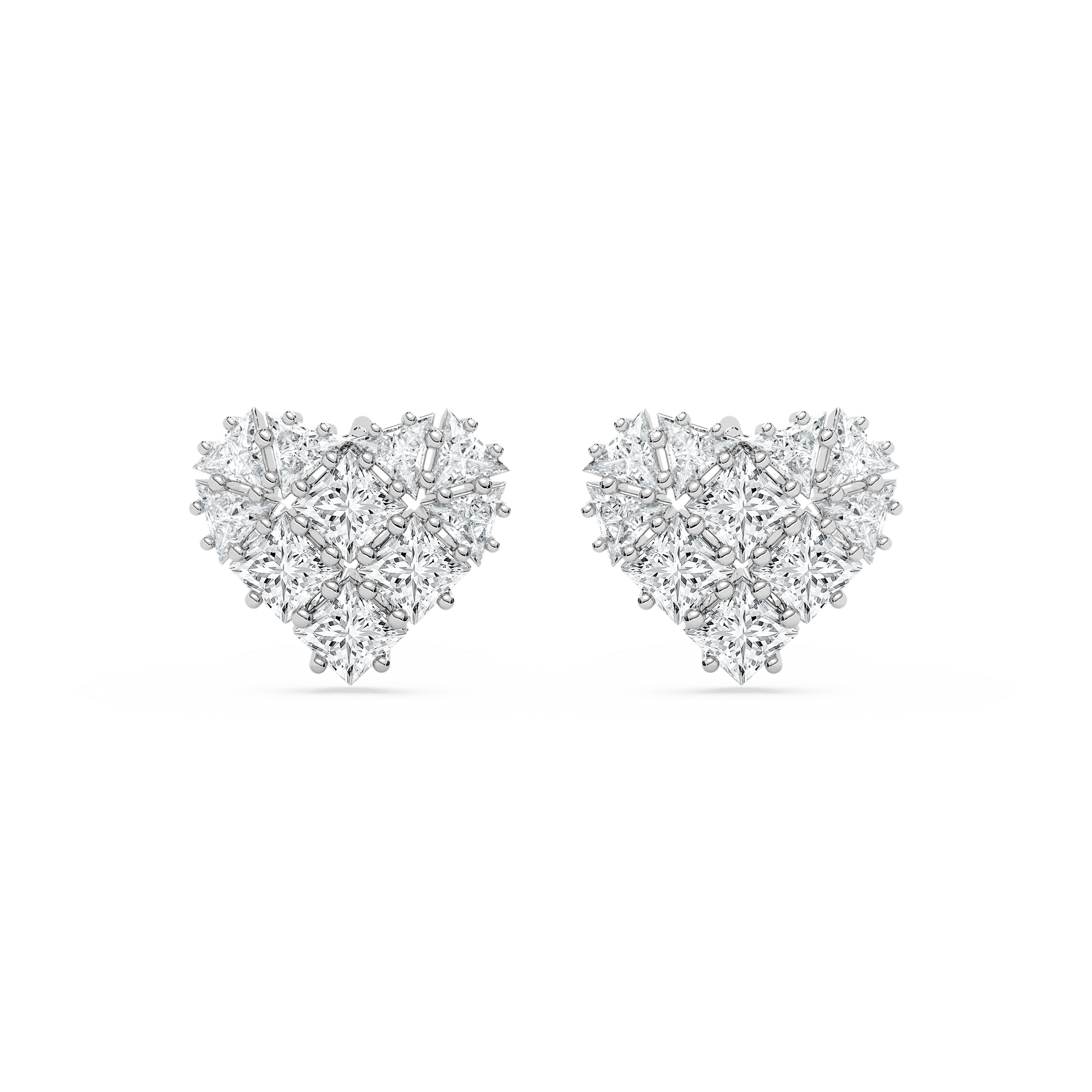 Pave Heart Shape Studs in 14K Rose Gold