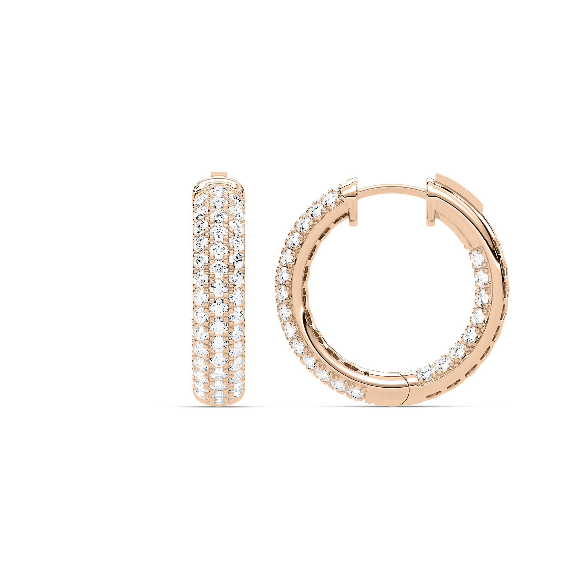 2 ctw Round Lab Grown Diamond Pavé Huggie Hoop Earrings