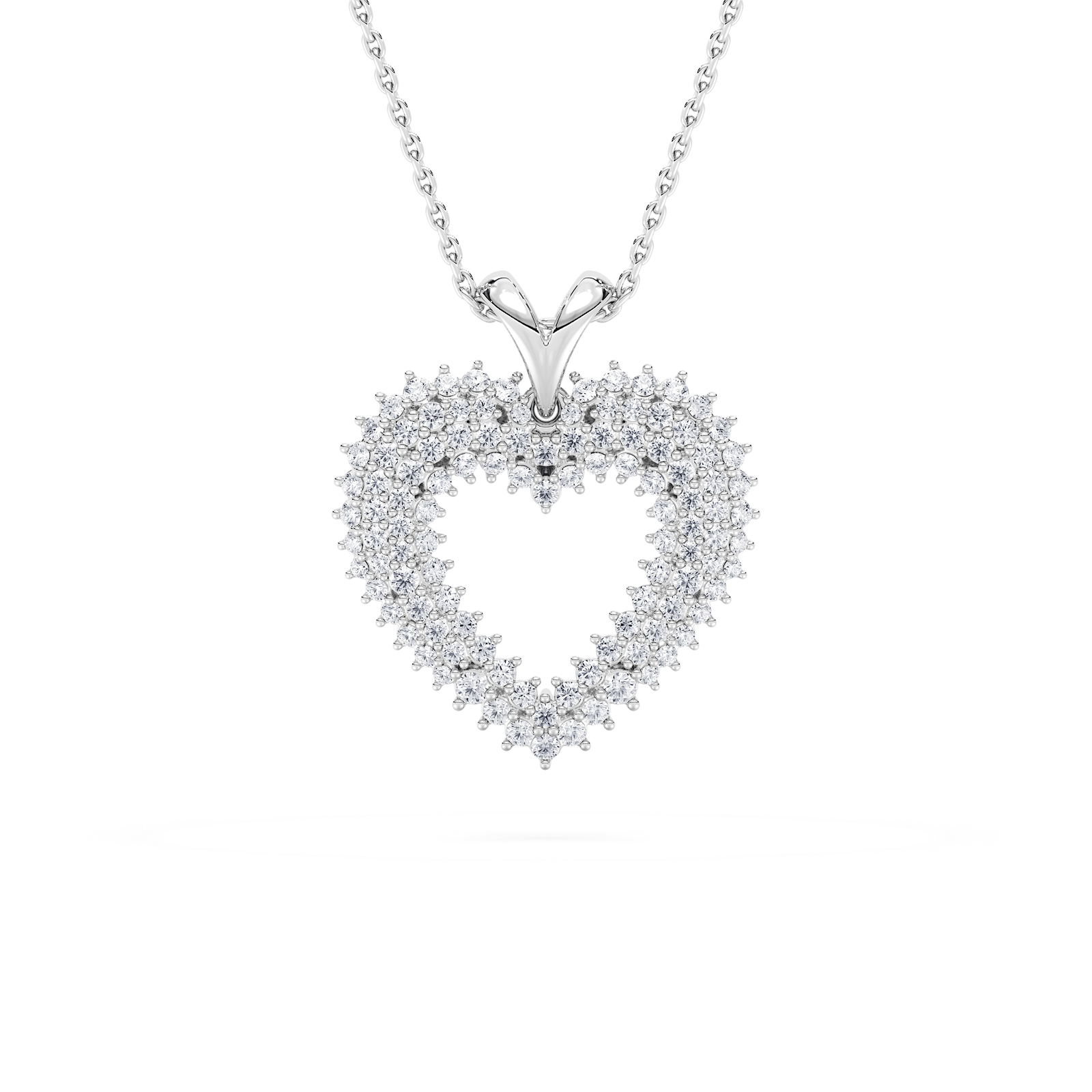 Pavé Open Heart Pendant in 14K Rose Gold