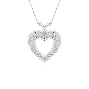 5/8 ctw Round Lab Grown Diamond Pave Heart Pendant - 18 Inches