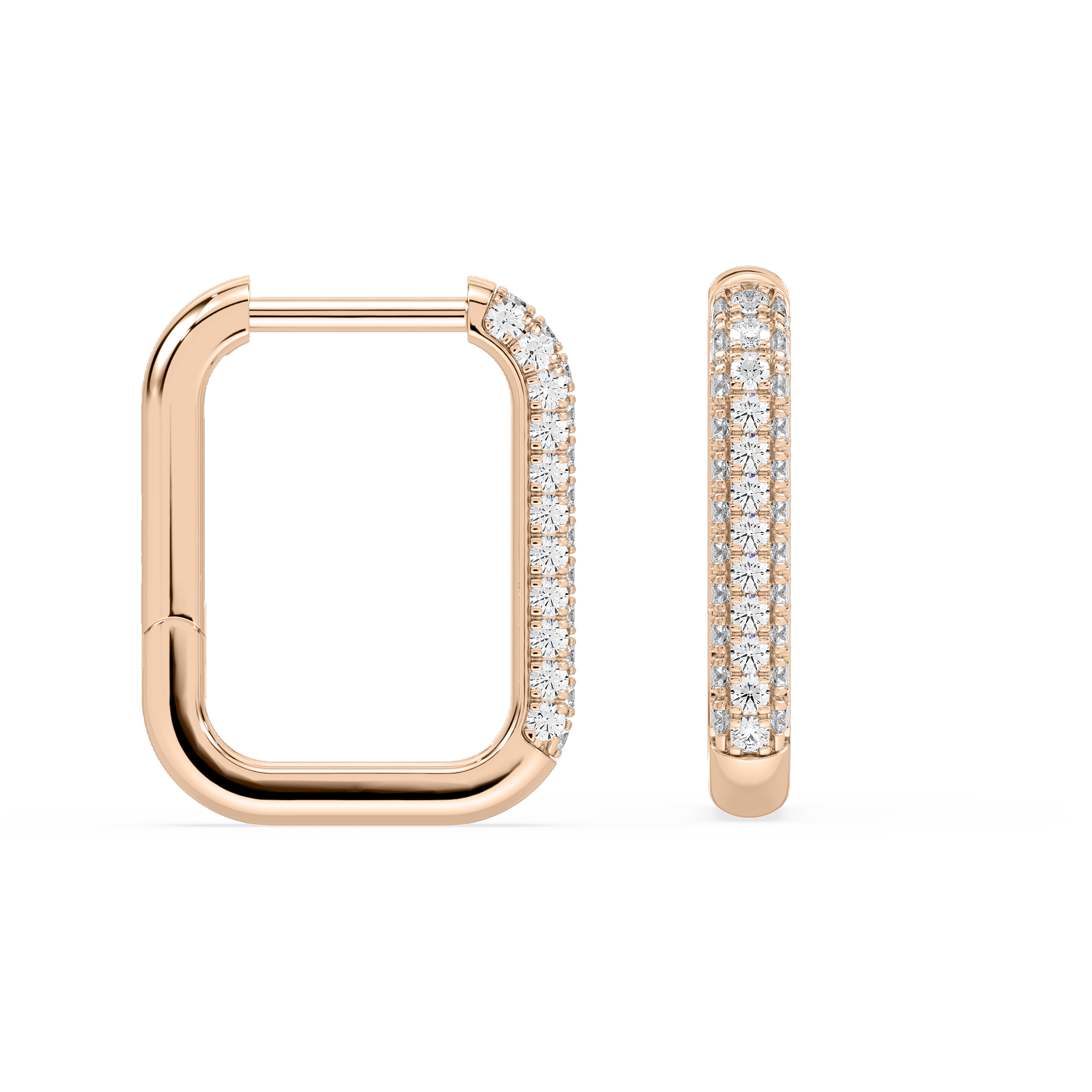 Pavé Rectangle Diamond Hoops