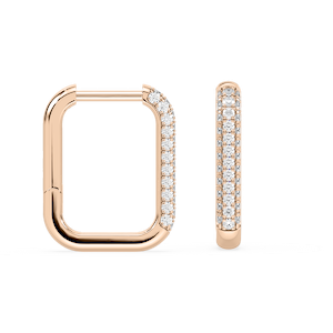 1/8 ctw Round Lab Grown Diamond Pavé Rectangle Hoop Earrings