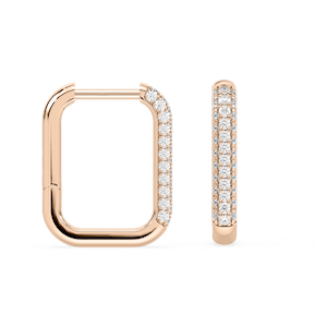 1/8 ctw Round Lab Grown Diamond Pavé Rectangle Hoop Earrings