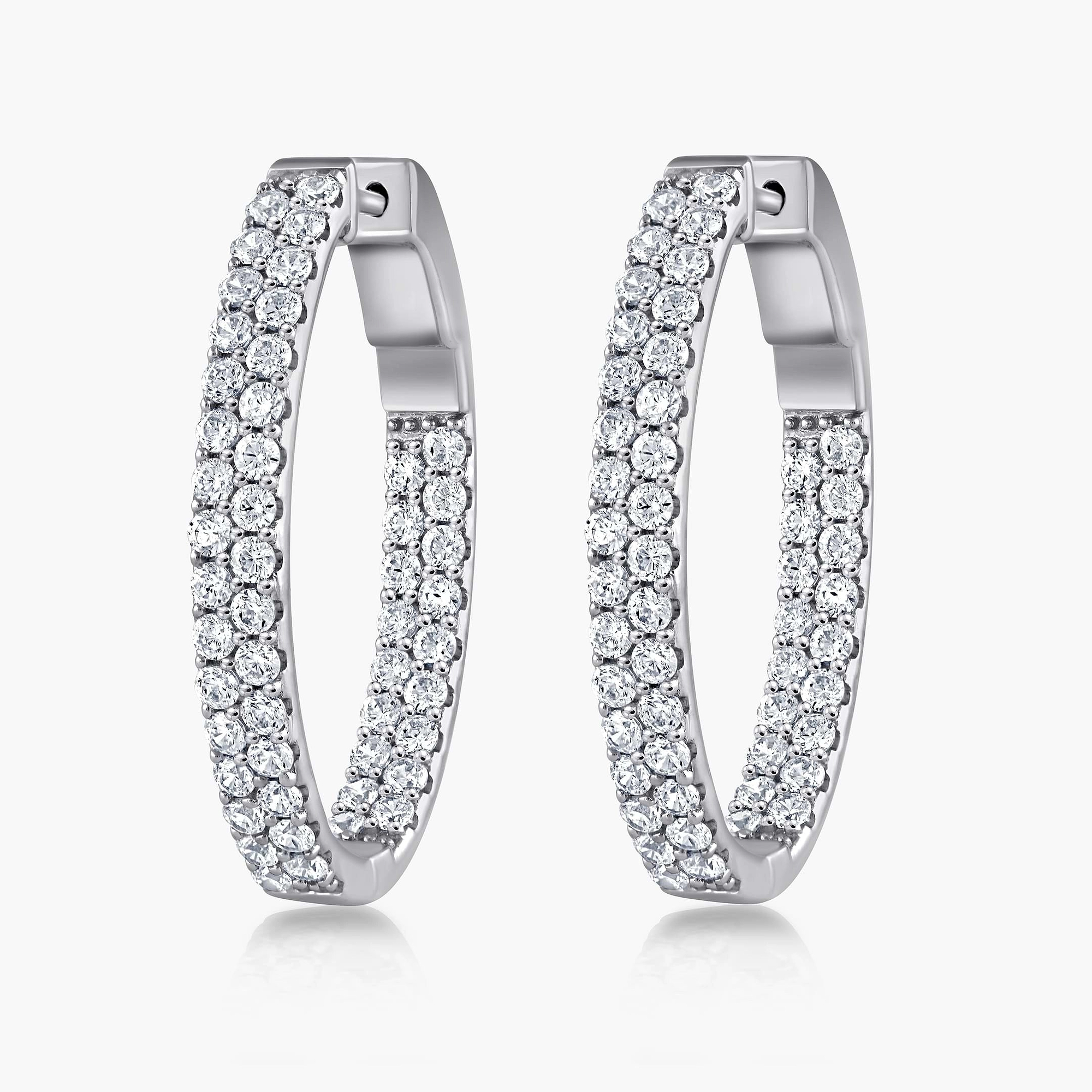 2 ctw Round Lab Grown Diamond Pavé Set Inside-Out Hoop Earrings