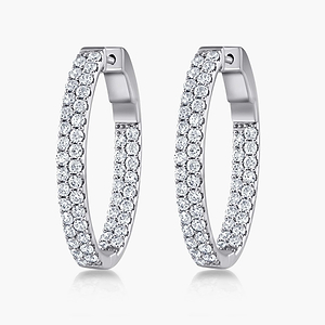 2 ctw Round Lab Grown Diamond Pavé Set Inside-Out Hoop Earrings