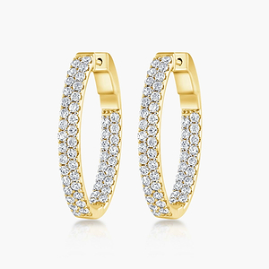2 ctw Round Lab Grown Diamond Pavé Set Inside-Out Hoop Earrings