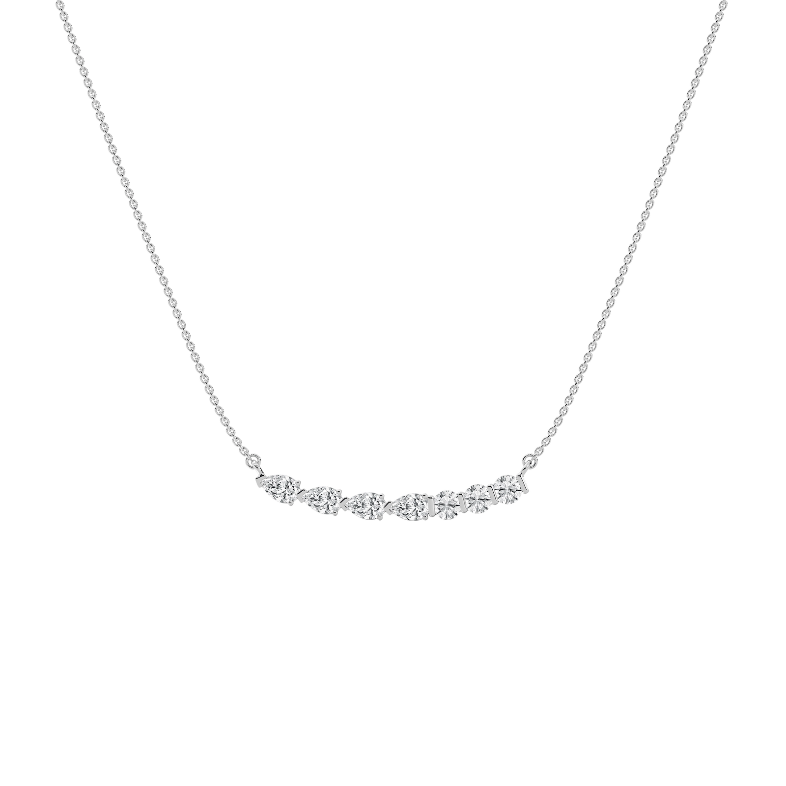 Pear and Round Bar Necklace in Rose Gold