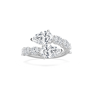 4 ⅞ ctw Pear and Oval Lab Grown Diamond Toi et Moi Bypass Ring