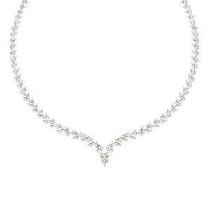 40 ctw Pear Lab Grown Diamond Chevron Tennis Necklace - 18 Inches