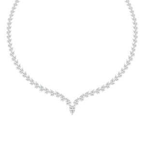 40 ctw Pear Lab Grown Diamond Chevron Tennis Necklace - 18 Inches