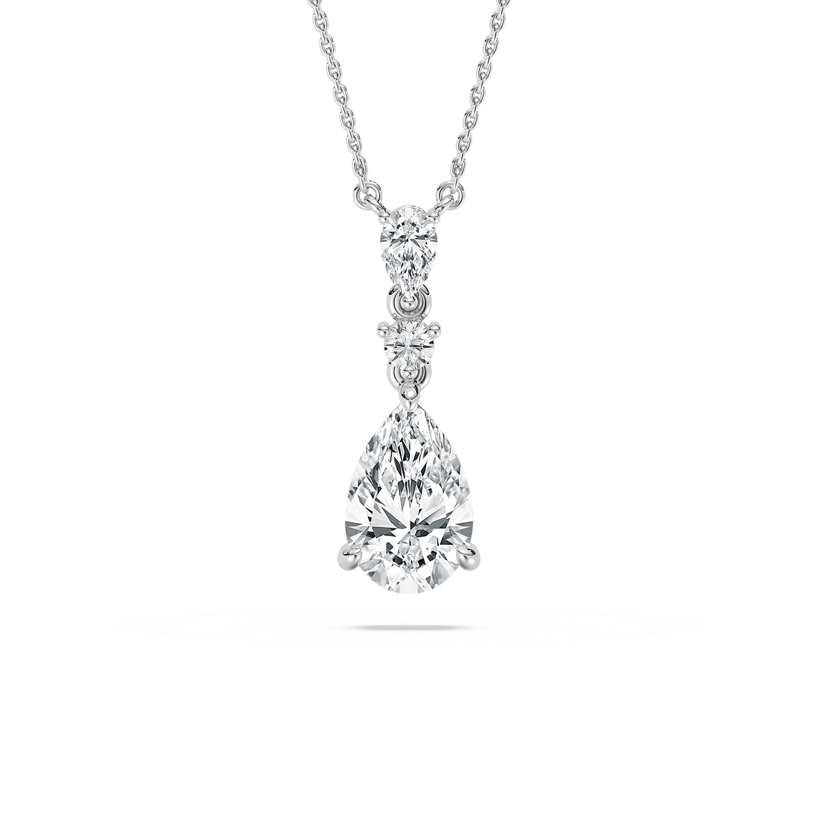 Pear Diamond Drop Pendant in Rose Gold