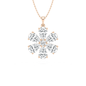 4 ⅔ ctw Pear and Round Lab Grown Diamond Flower Pendant - 18 Inches