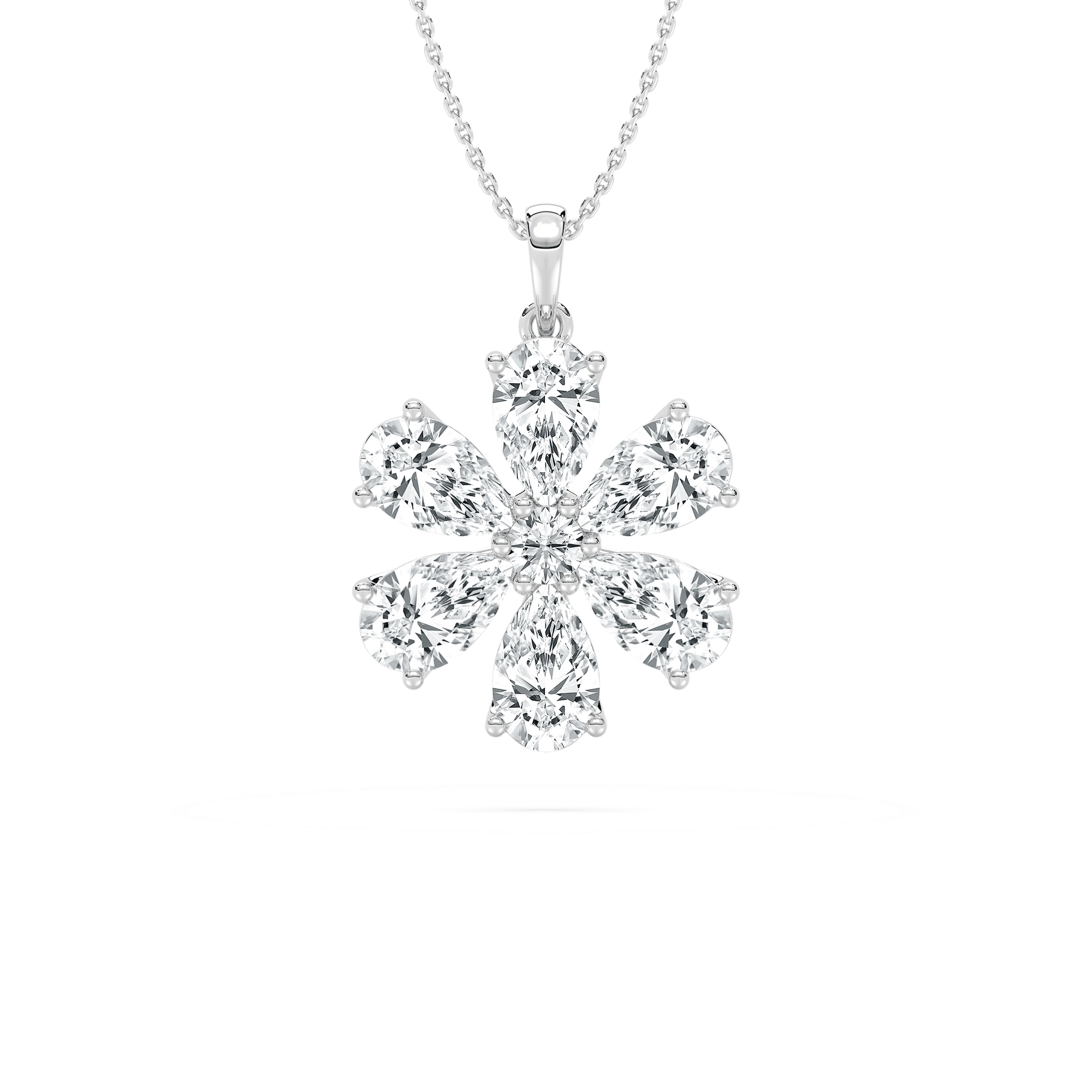 Pear Flower Pendant in Rose Gold